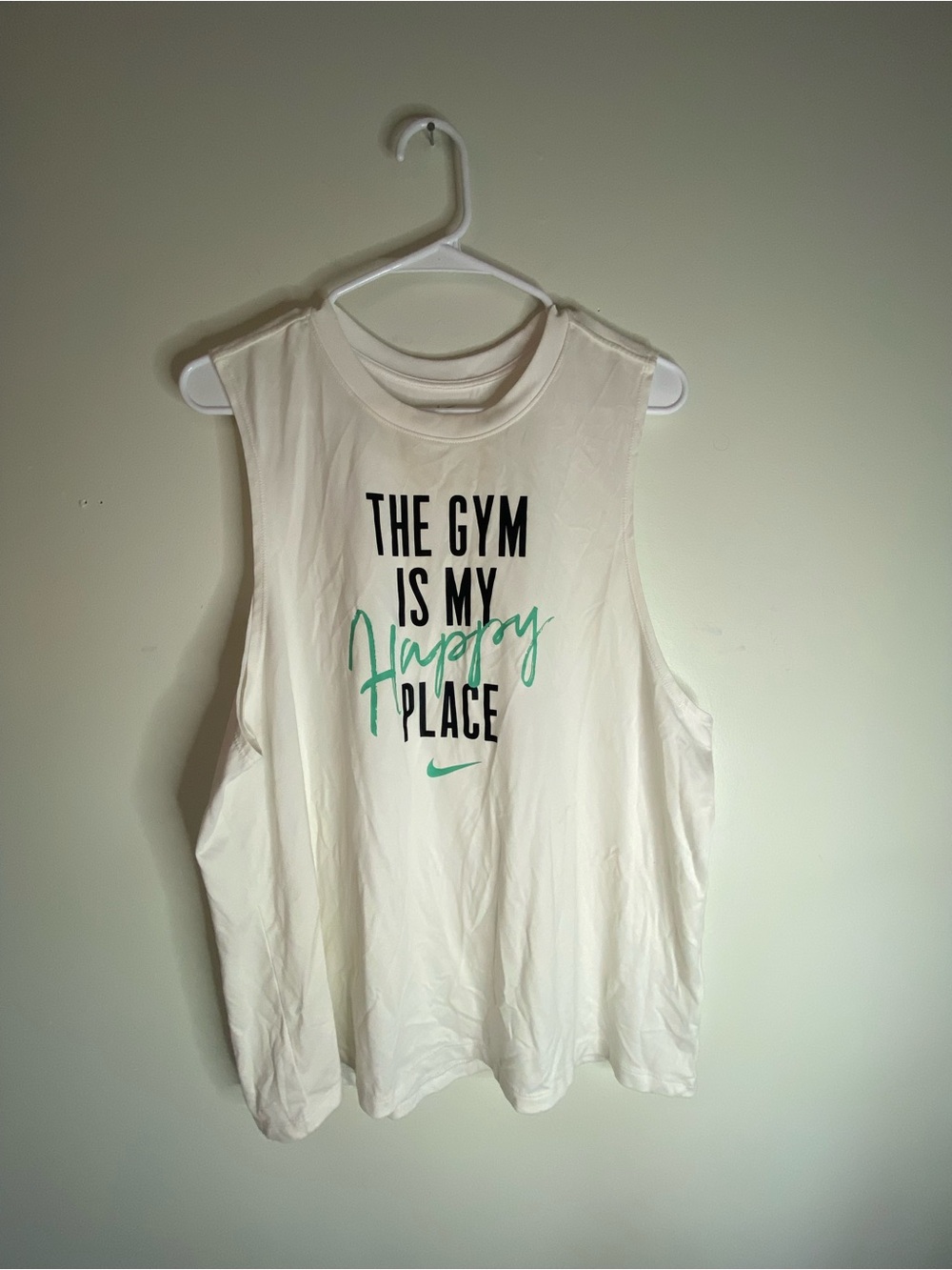 Nike White Muscle Tank with Green & Black Graphic